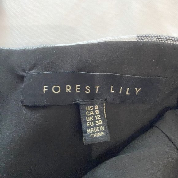 FOREST LILY BLACK WHITE GINGHAM LINEN BLEND TIE FRONT CROPPED WIDE LEG JUMPSUIT - Picture 8 of 10